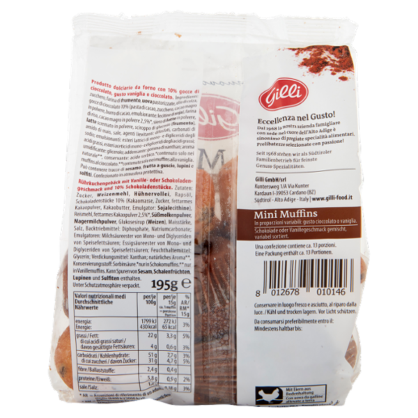 Gilli Mini Muffins gusto vaniglia e cioccolato 195 g