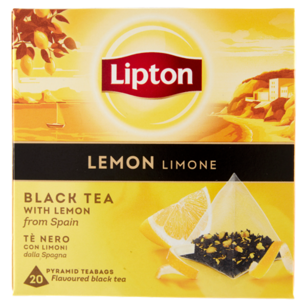 Lipton Limone Tè Nero con Limoni 20 Pyramid Teabags 34 g