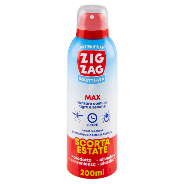 Zig Zag Insetti-Via Antipuntura Max zanzare comuni, tigre e zecche 200 ml