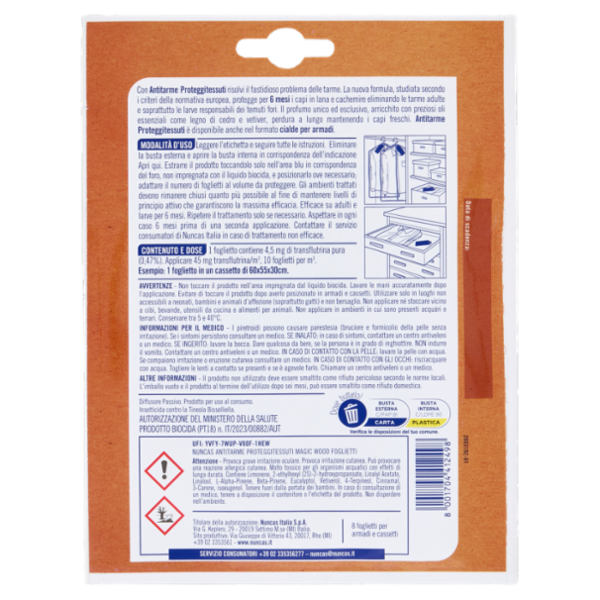 nuncas Antitarme Proteggitessuti Magic Wood 8 pz