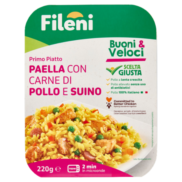 Fileni Buoni & Veloci Primo Piatto Paella con Carne di Pollo e Suino 220 g