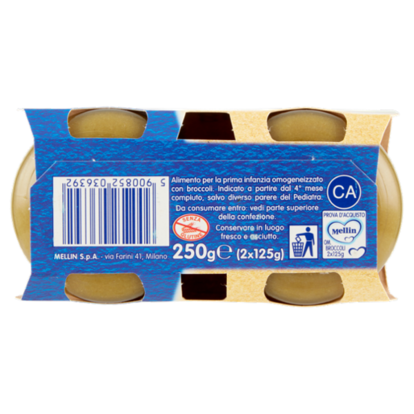 Mellin Broccoli 100% Naturale Omogeneizzato 2 x 125 g