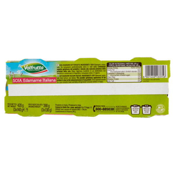 Valfrutta Cotti a Vapore Soia Edamame Italiana 3 x 140 g