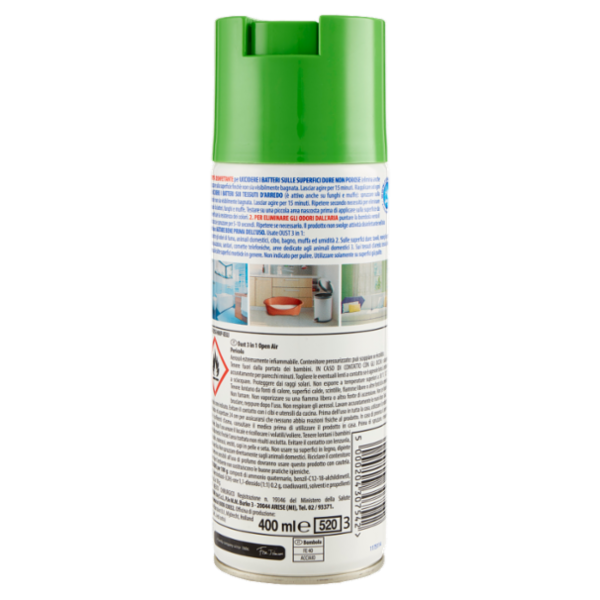 Oust 3 in 1 Spray Disinfettante per Superfici e Tessuti d'Arredo, Fragranza Open Air, 400ml