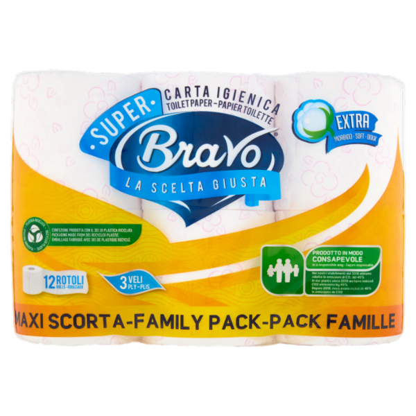 Bravo Super Carta Igienica 3 Veli 12 pz