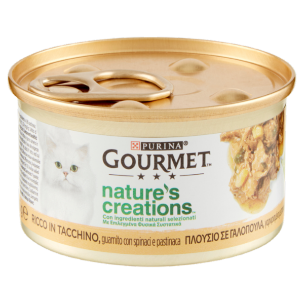 PURINA GOURMET Nature's Creations Ricco in Tacchino guarnito con spinaci e pastinaca 85g