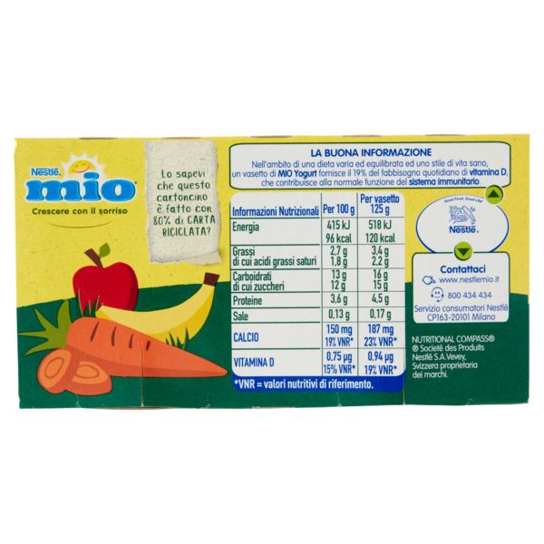 NESTLÉ MIO Yogurt Frutta & Verdura Banana, Mela e Carota 2 x 125 g
