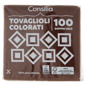 Consilia Tovaglioli 2 Veli 25x25 Cm Cacao 100 Pezzi