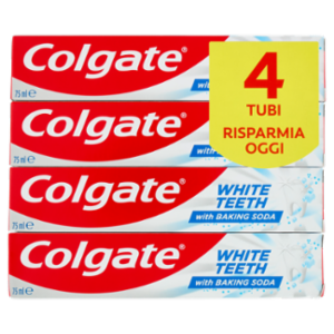 Colgate Dentifricio Sbiancante White Teeth Baking Soda 4 x 75 Ml