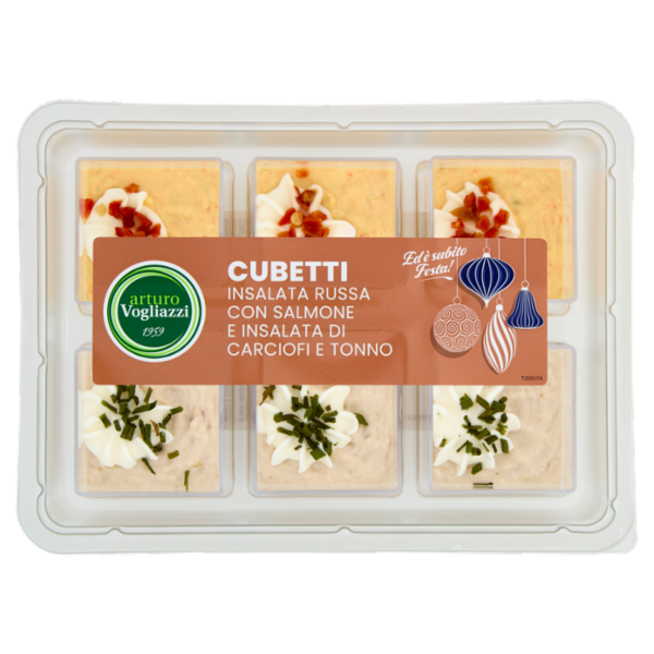 arturo Vogliazzi Cubetti Insalata Russa con Salmone e Insalata di Carciofi e Tonno 270 g