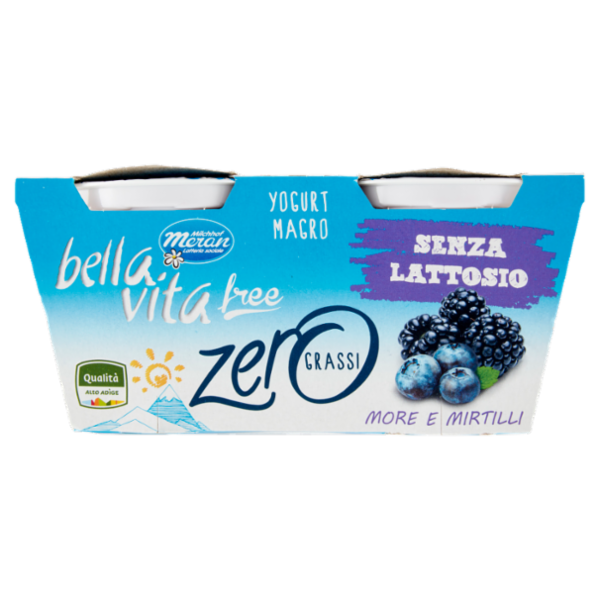 bella vita free Yogurt Magro Senza Lattosio Zero Grassi More e Mirtilli 2 x 125 g