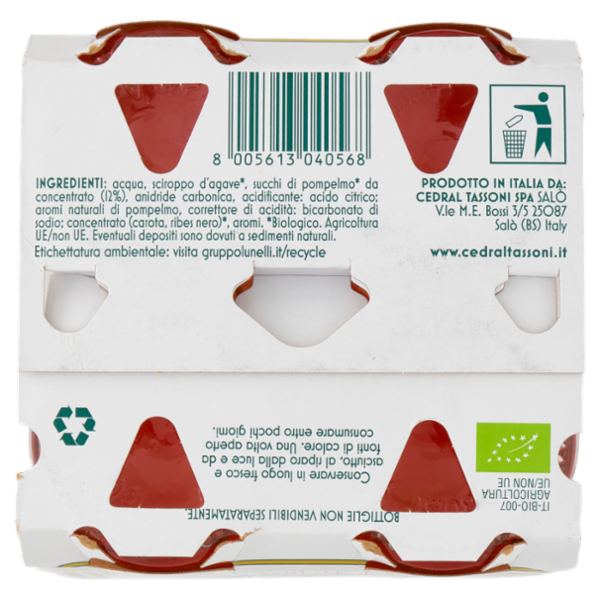 Tassoni Pompelmo Soda la Biologica 4 x 180 ml