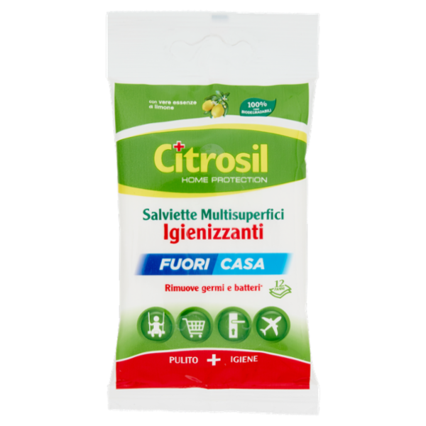 Citrosil Home Protection Fuori Casa - Salviette Igienizzanti, 12 panni