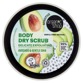 Organic Shop Body Dry Scrub Delicate Exfoliating Avocado & Gentle Chia 250 Ml
