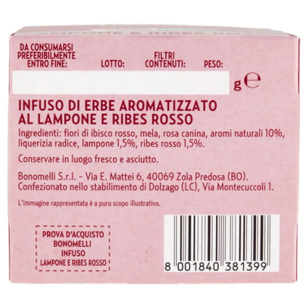 Bonomelli Infusi Fruttosi 100% Naturali Lampone e Ribes Rosso 12 Filtri 24 g