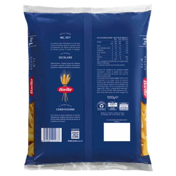 Barilla Pasta Penne Rigate n.73 CELLO 1Kg
