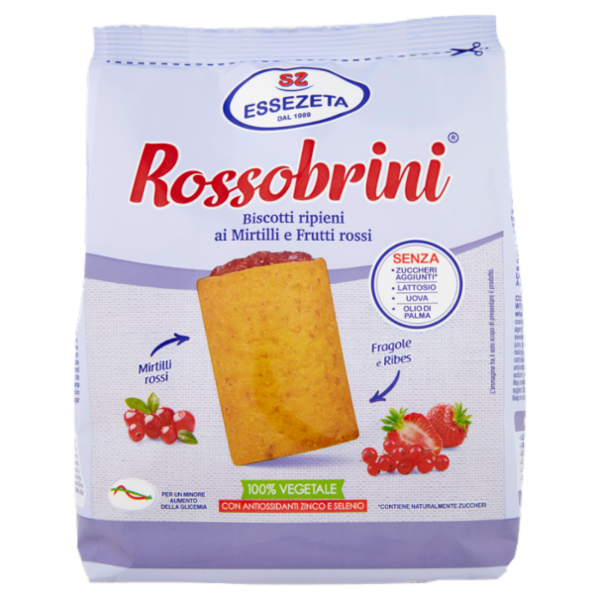 SZ Rossobrini Biscotti ripieni ai Mirtilli e Frutti rossi 250 g
