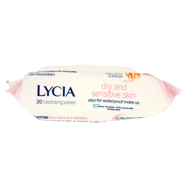 Lycia pro>derma salviettine struccanti con Latte di Avena per Pelli Secche e Sensibili 20 pz