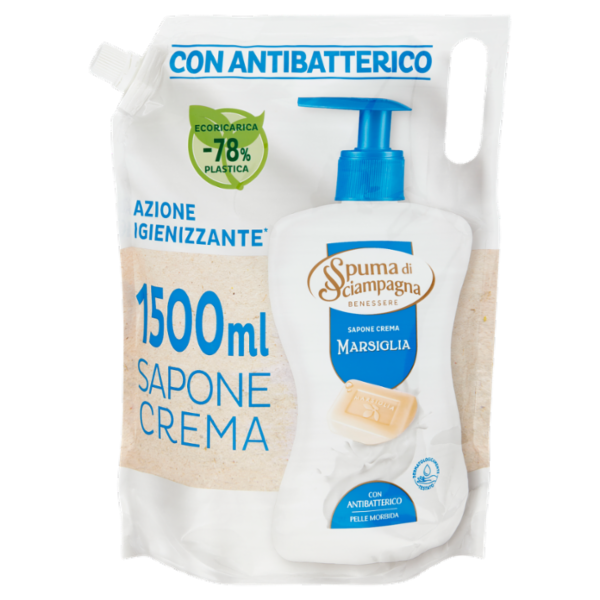 Spuma di Sciampagna Benessere Marsiglia Sapone Crema Ecoricarica 1500 ml